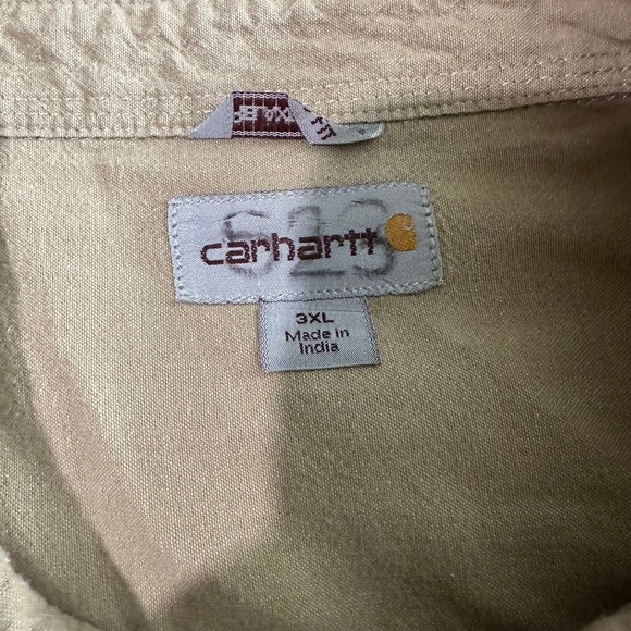 Carhartt Men's Work Shirt Short Sleeve Button-Up Tan, Size 3XL, Relaxed Fit - Picture 3 of 6